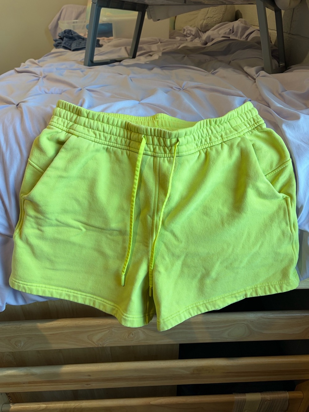 Women’s Neon Yellow Drawstring Sweat Shorts